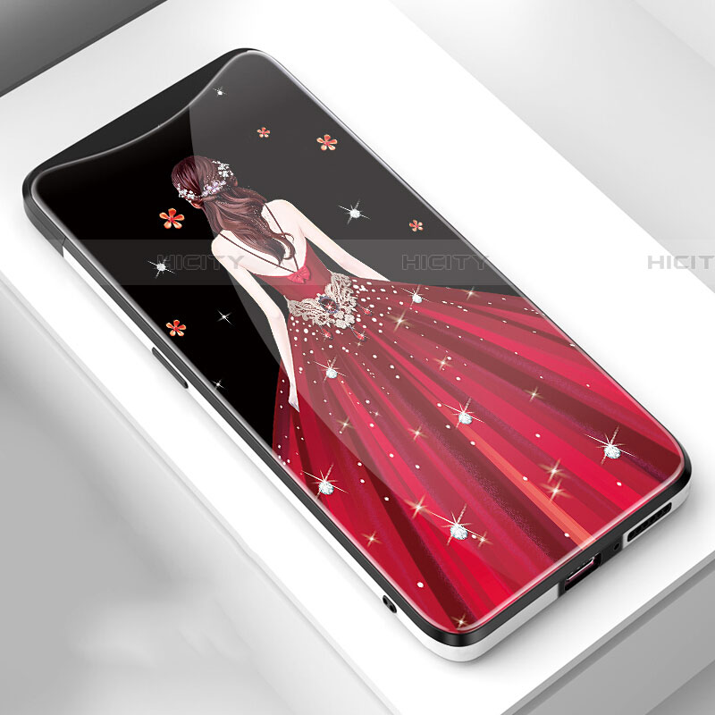 Handyhülle Silikon Hülle Rahmen Schutzhülle Spiegel Motiv Kleid Mädchen für Oppo Find X