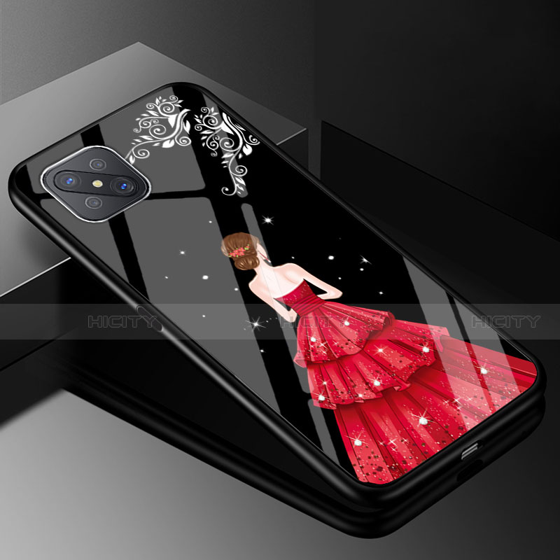 Handyhülle Silikon Hülle Rahmen Schutzhülle Spiegel Motiv Kleid Mädchen für Oppo Reno4 Z 5G