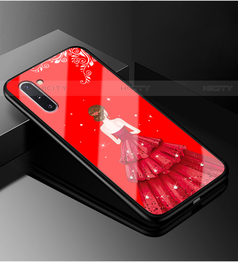Handyhülle Silikon Hülle Rahmen Schutzhülle Spiegel Motiv Kleid Mädchen für Samsung Galaxy Note 10 Plus 5G Rot Plus