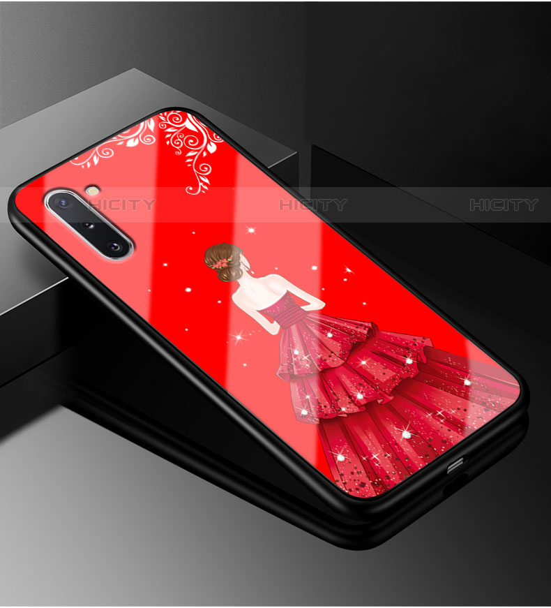 Handyhülle Silikon Hülle Rahmen Schutzhülle Spiegel Motiv Kleid Mädchen für Samsung Galaxy Note 10 Plus Rot Plus