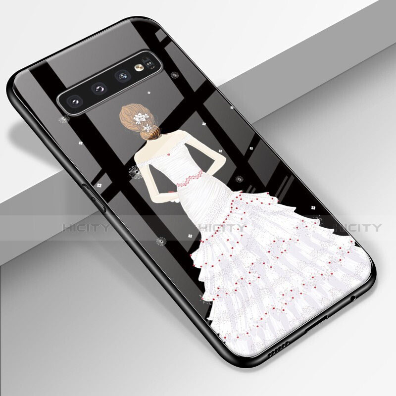 Handyhülle Silikon Hülle Rahmen Schutzhülle Spiegel Motiv Kleid Mädchen K01 für Samsung Galaxy S10 Plus groß