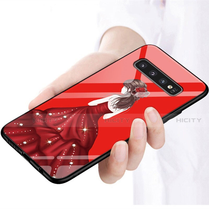 Handyhülle Silikon Hülle Rahmen Schutzhülle Spiegel Motiv Kleid Mädchen K01 für Samsung Galaxy S10 Plus groß