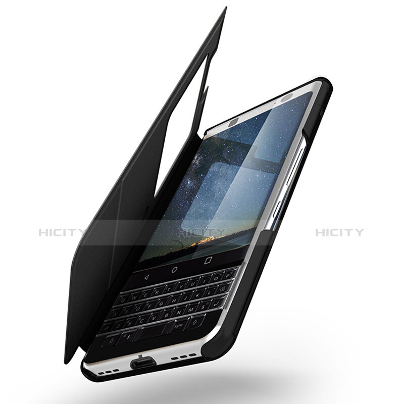 Handytasche Flip Schutzhülle Leder für Blackberry KEYone Schwarz