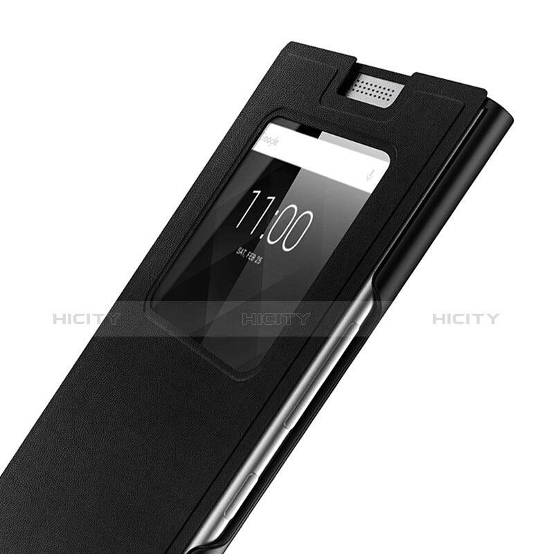Handytasche Flip Schutzhülle Leder für Blackberry KEYone Schwarz groß
