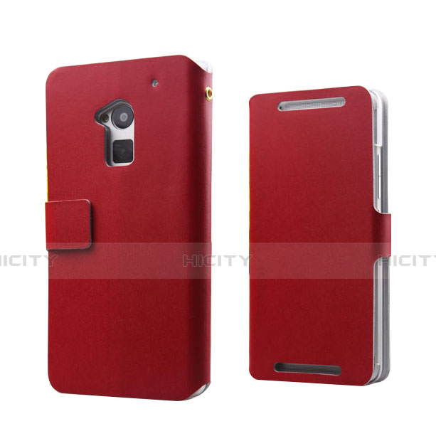 Handytasche Flip Schutzhülle Leder für HTC One Max Rot Plus