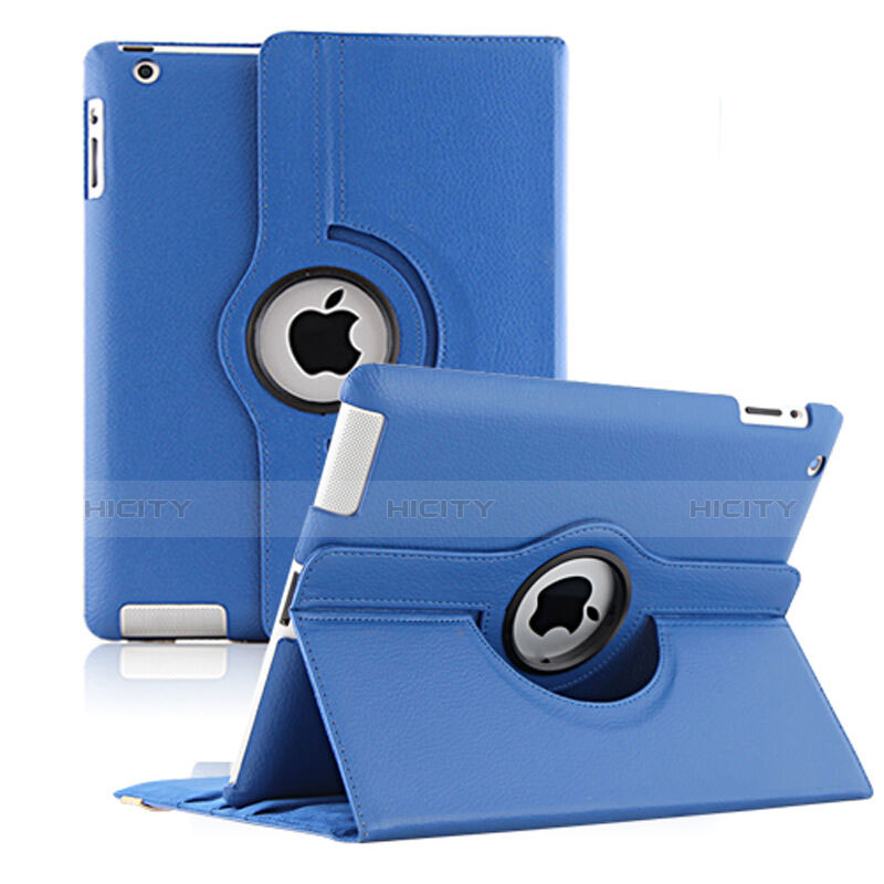 Handytasche Rotierende Schutzhülle Leder für Apple iPad 2 Blau