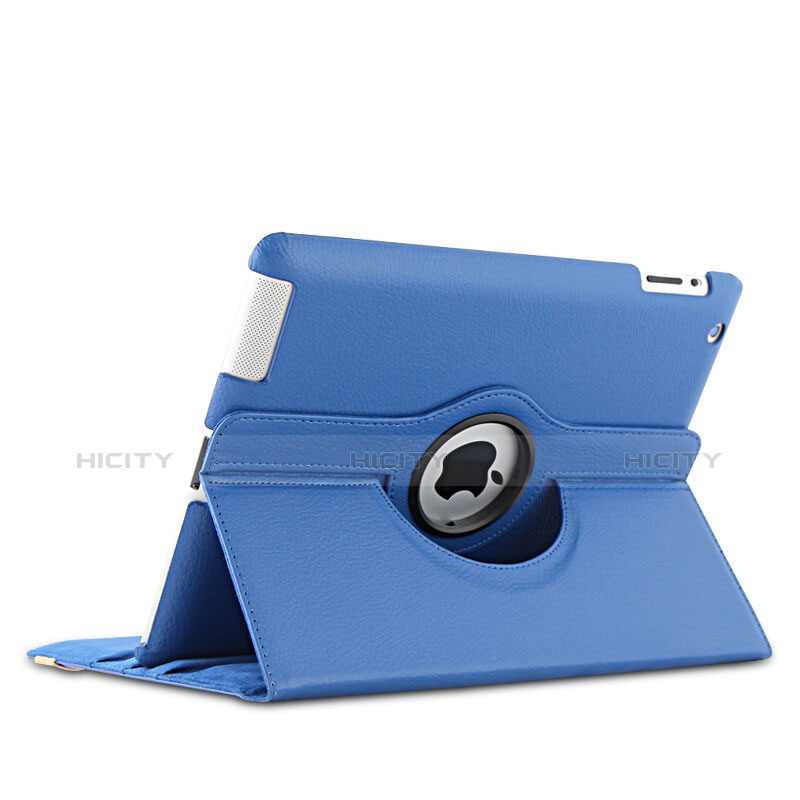 Handytasche Rotierende Schutzhülle Leder für Apple iPad 3 Blau groß
