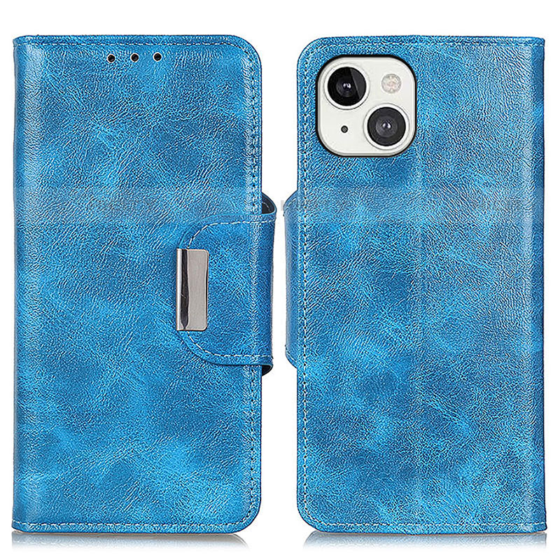Handytasche Stand Schutzhülle Flip Leder Hülle A01 für Apple iPhone 14 Blau Plus