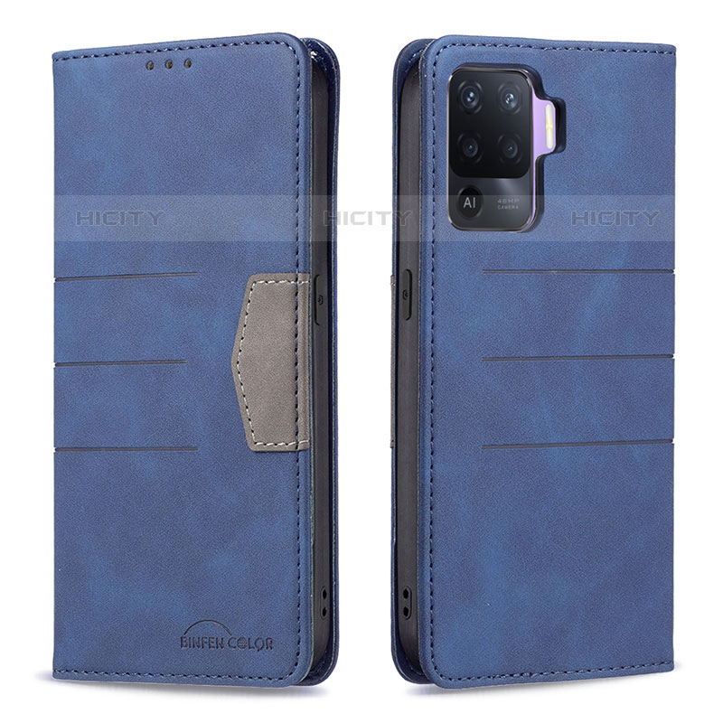 Handytasche Stand Schutzhülle Flip Leder Hülle B01F für Oppo A94 4G Blau
