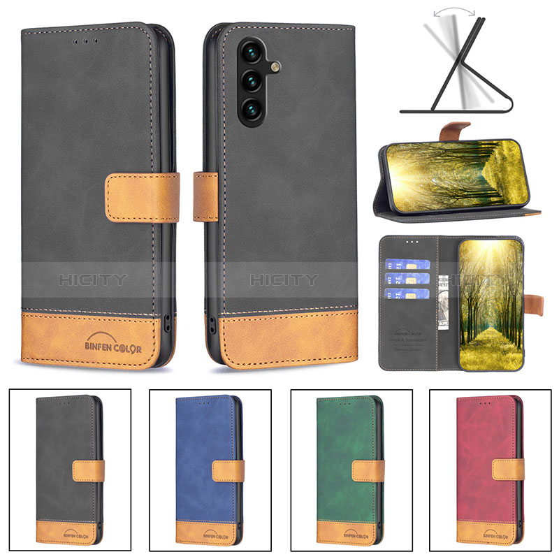 Handytasche Stand Schutzhülle Flip Leder Hülle B02F für Samsung Galaxy A04s groß
