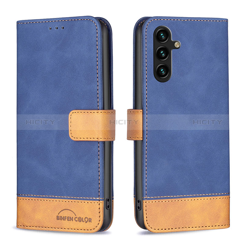 Handytasche Stand Schutzhülle Flip Leder Hülle B02F für Samsung Galaxy A04s Blau Plus