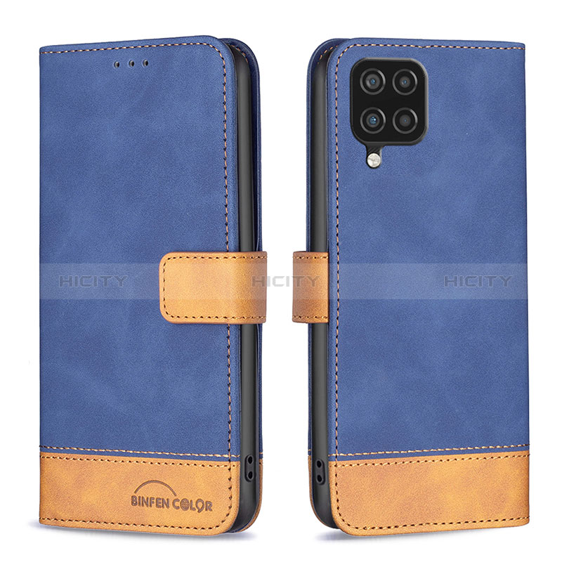 Handytasche Stand Schutzhülle Flip Leder Hülle B02F für Samsung Galaxy A12 5G Blau