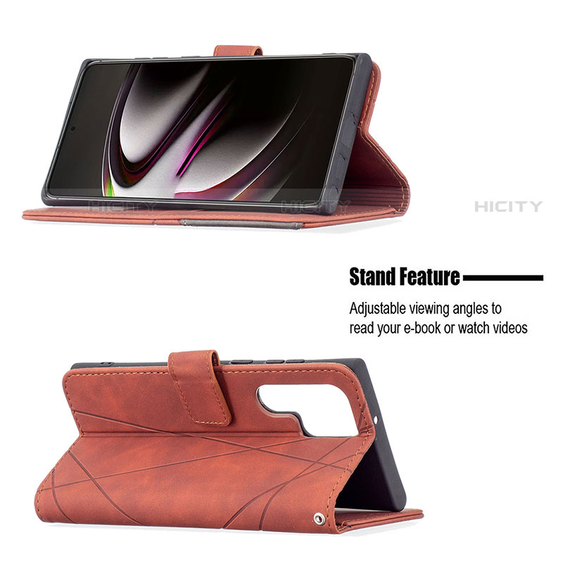Handytasche Stand Schutzhülle Flip Leder Hülle B02F für Samsung Galaxy S23 Ultra 5G