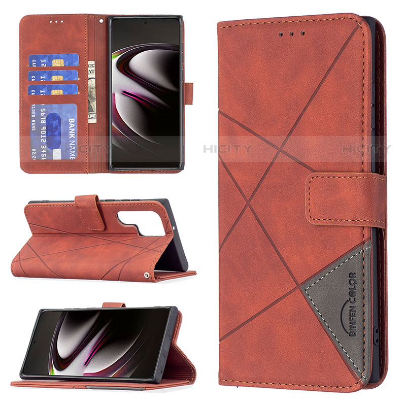 Handytasche Stand Schutzhülle Flip Leder Hülle B02F für Samsung Galaxy S23 Ultra 5G