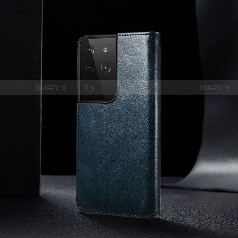 Handytasche Stand Schutzhülle Flip Leder Hülle B02S für Samsung Galaxy S21 Ultra 5G groß