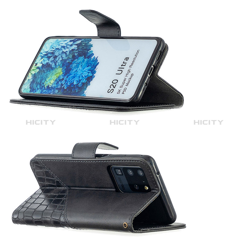 Handytasche Stand Schutzhülle Flip Leder Hülle B03F für Samsung Galaxy S20 Ultra 5G groß