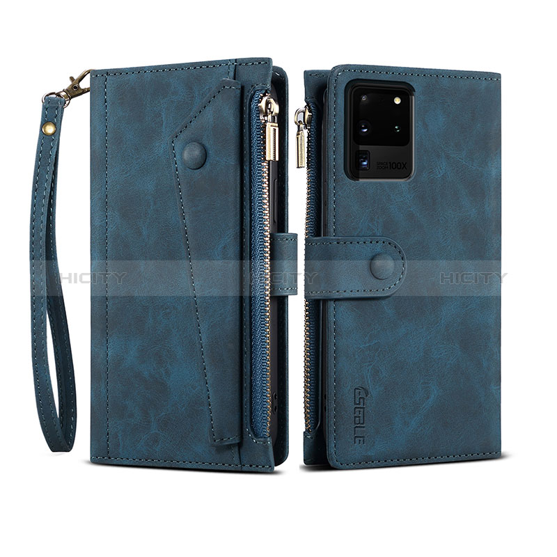 Handytasche Stand Schutzhülle Flip Leder Hülle B03S für Samsung Galaxy S20 Ultra Blau