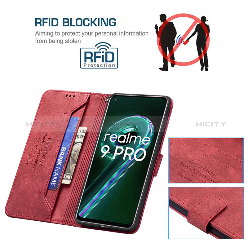 Handytasche Stand Schutzhülle Flip Leder Hülle B05F für Realme 9 Pro 5G groß