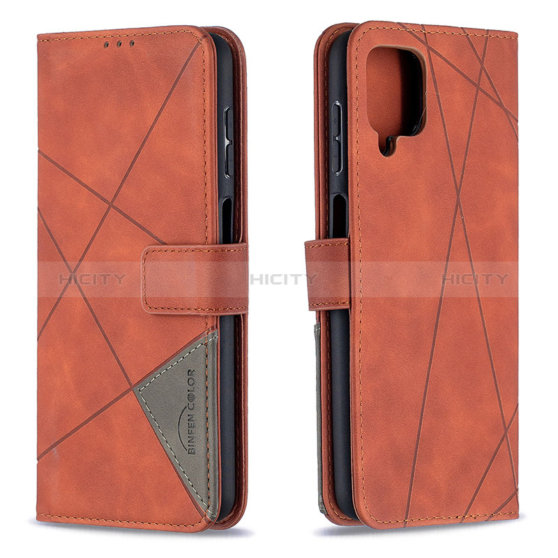 Handytasche Stand Schutzhülle Flip Leder Hülle B08F für Samsung Galaxy A12 Nacho Orange