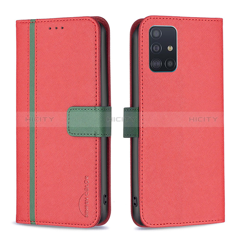 Handytasche Stand Schutzhülle Flip Leder Hülle B13F für Samsung Galaxy A51 4G Rot