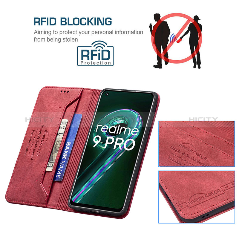 Handytasche Stand Schutzhülle Flip Leder Hülle B15F für Realme 9 Pro 5G groß