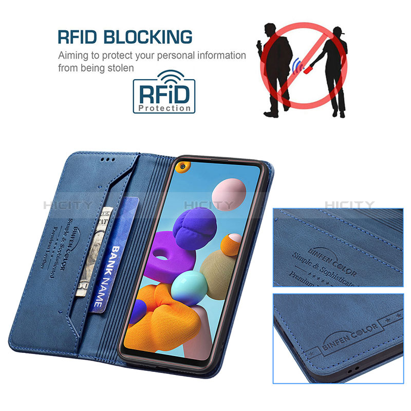 Handytasche Stand Schutzhülle Flip Leder Hülle B15F für Samsung Galaxy A21s groß