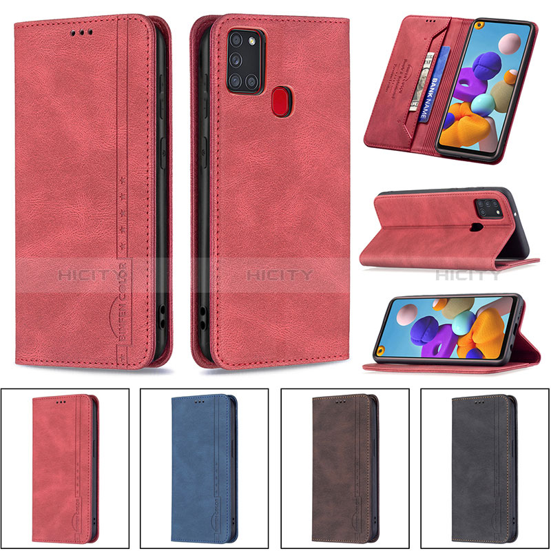 Handytasche Stand Schutzhülle Flip Leder Hülle B15F für Samsung Galaxy A21s groß
