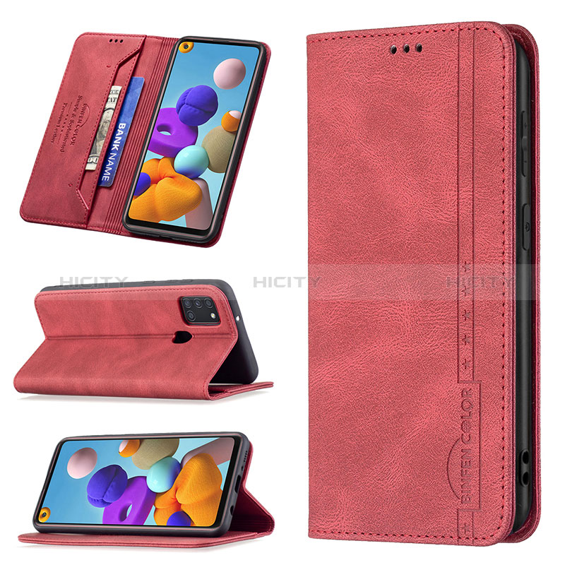 Handytasche Stand Schutzhülle Flip Leder Hülle B15F für Samsung Galaxy A21s groß