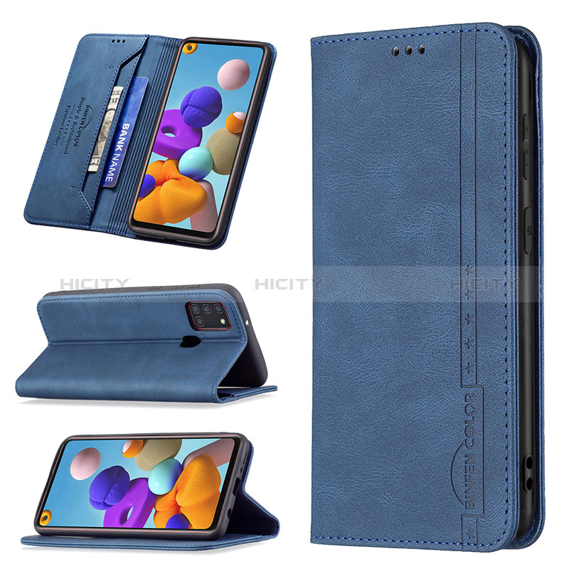 Handytasche Stand Schutzhülle Flip Leder Hülle B15F für Samsung Galaxy A21s groß