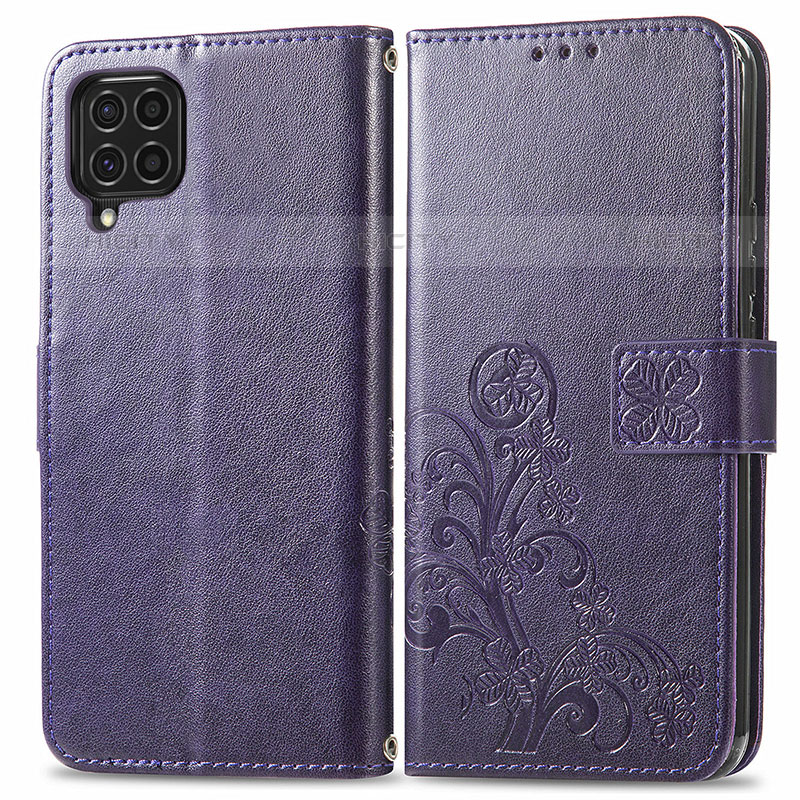 Handytasche Stand Schutzhülle Flip Leder Hülle Blumen für Samsung Galaxy M62 4G Violett