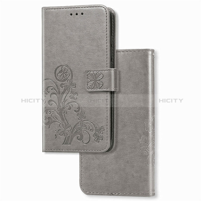 Handytasche Stand Schutzhülle Flip Leder Hülle Blumen für Sony Xperia 5 II Grau