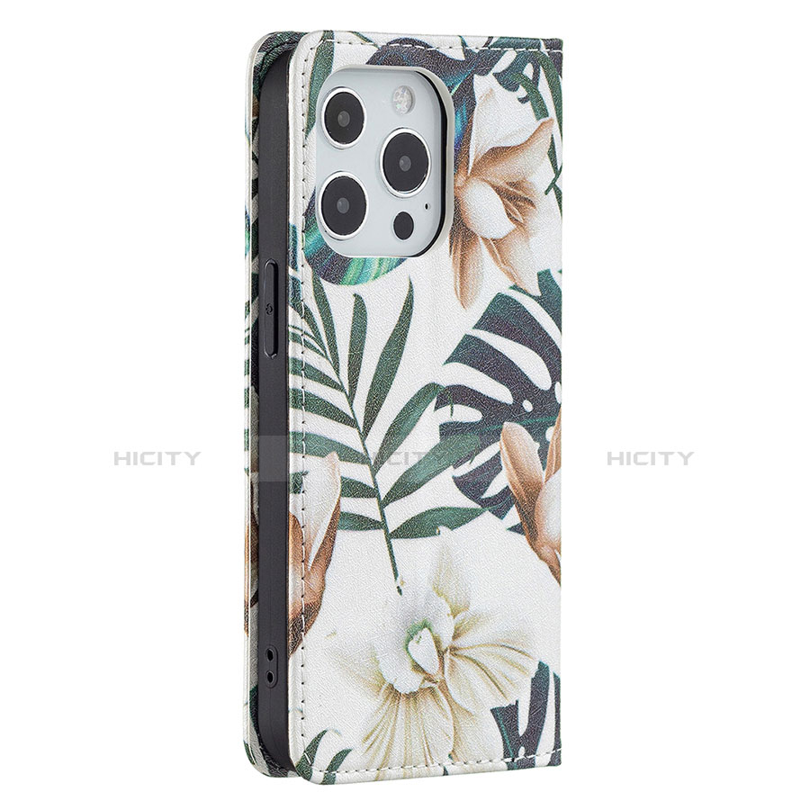 Handytasche Stand Schutzhülle Flip Leder Hülle Blumen L01 für Apple iPhone 13 Pro Plusfarbig