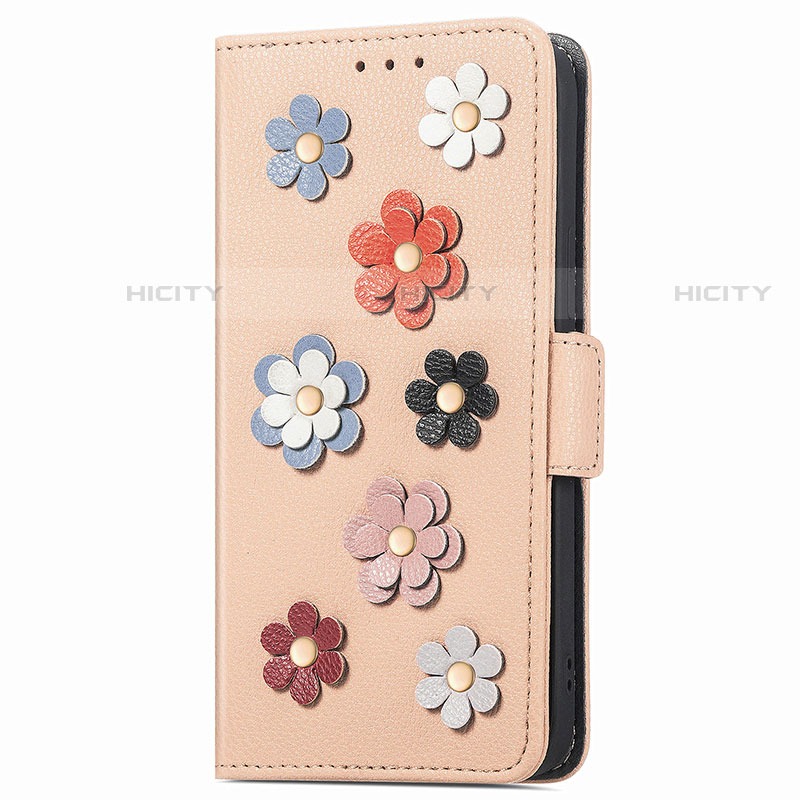 Handytasche Stand Schutzhülle Flip Leder Hülle Blumen S02D für Motorola Moto G52j 5G