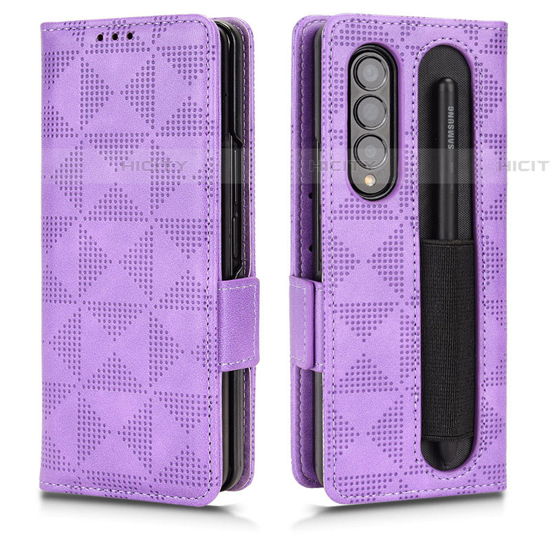 Handytasche Stand Schutzhülle Flip Leder Hülle C02X für Samsung Galaxy Z Fold4 5G Violett Plus
