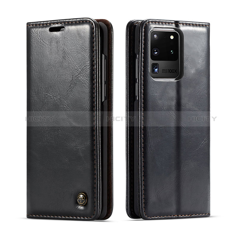 Handytasche Stand Schutzhülle Flip Leder Hülle C03S für Samsung Galaxy S20 Ultra Schwarz Plus