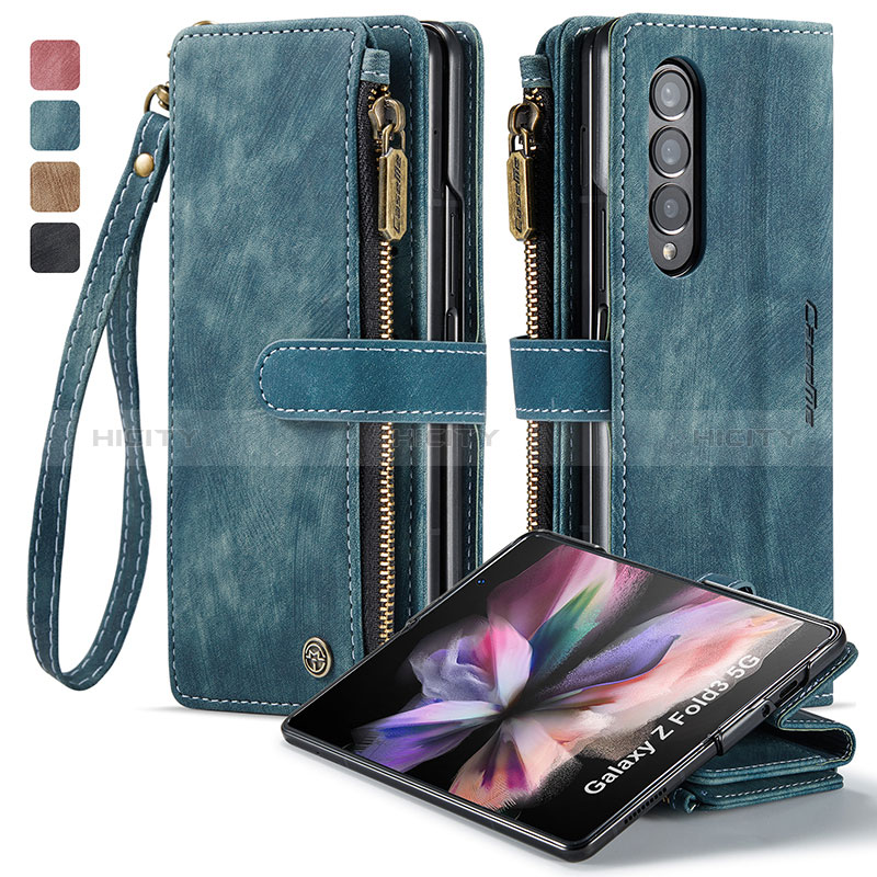 Handytasche Stand Schutzhülle Flip Leder Hülle C05S für Samsung Galaxy Z Fold3 5G Blau Plus