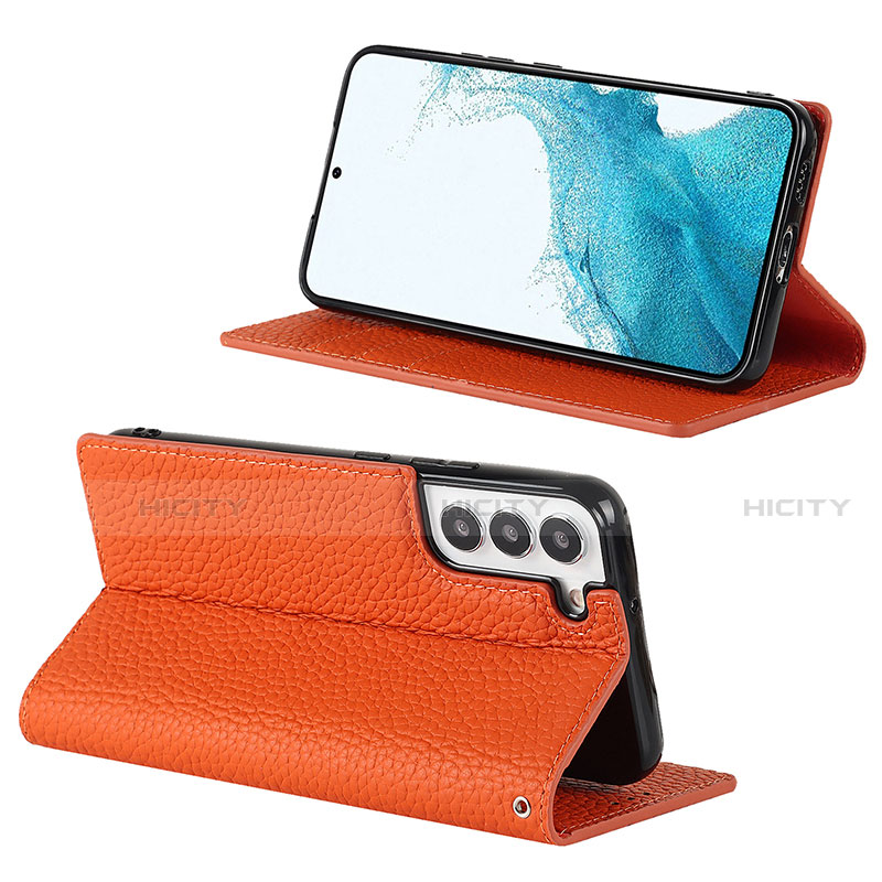 Handytasche Stand Schutzhülle Flip Leder Hülle D02T für Samsung Galaxy S21 5G Orange Plus