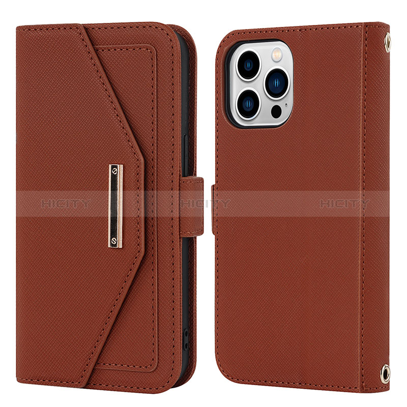 Handytasche Stand Schutzhülle Flip Leder Hülle D07T für Apple iPhone 15 Pro groß