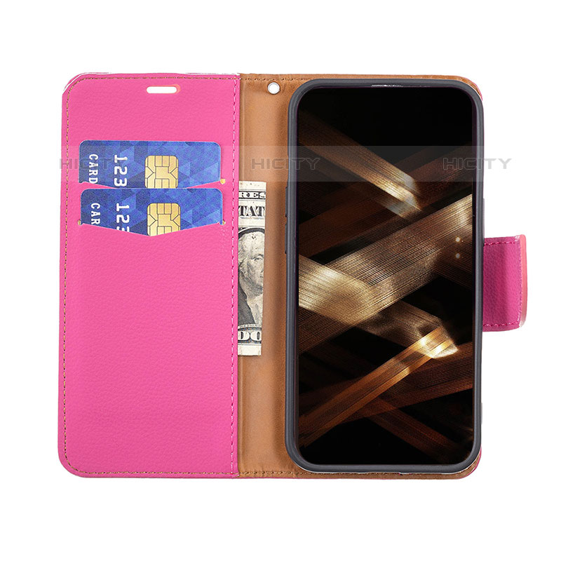 Handytasche Stand Schutzhülle Flip Leder Hülle für Apple iPhone 16 Pro Pink groß