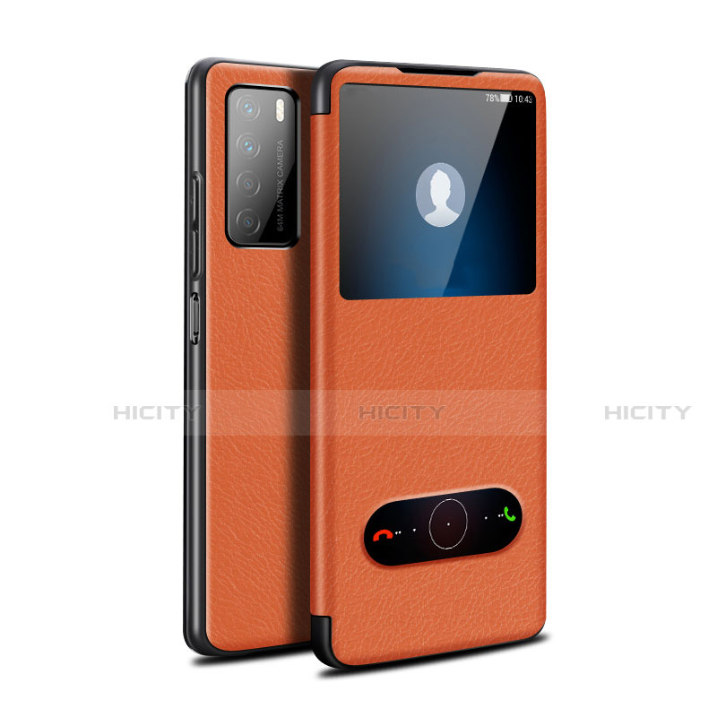 Handytasche Stand Schutzhülle Flip Leder Hülle für Huawei Honor Play4 5G Orange Plus