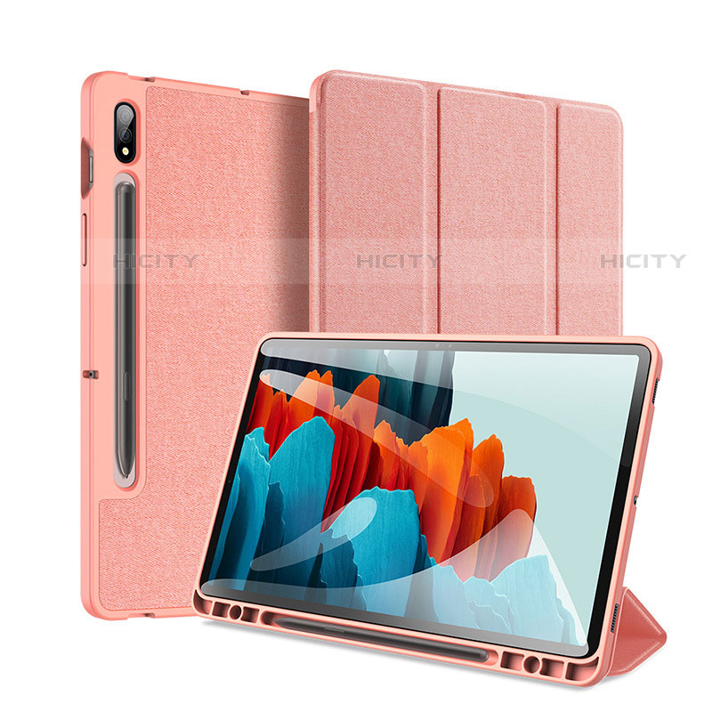 Handytasche Stand Schutzhülle Flip Leder Hülle für Samsung Galaxy Tab S7 Plus 12.4 Wi-Fi SM-T970 Rosa Plus