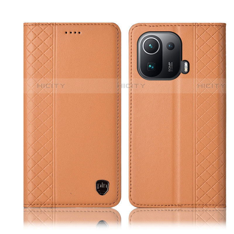 Handytasche Stand Schutzhülle Flip Leder Hülle H07P für Xiaomi Mi 11 Pro 5G Orange