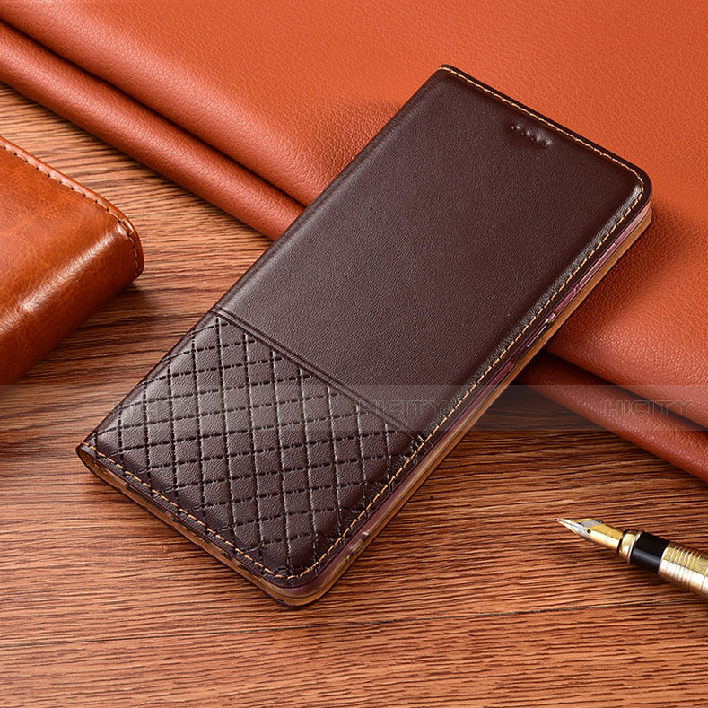 Handytasche Stand Schutzhülle Flip Leder Hülle H08 für Apple iPhone 15 Pro Braun Plus
