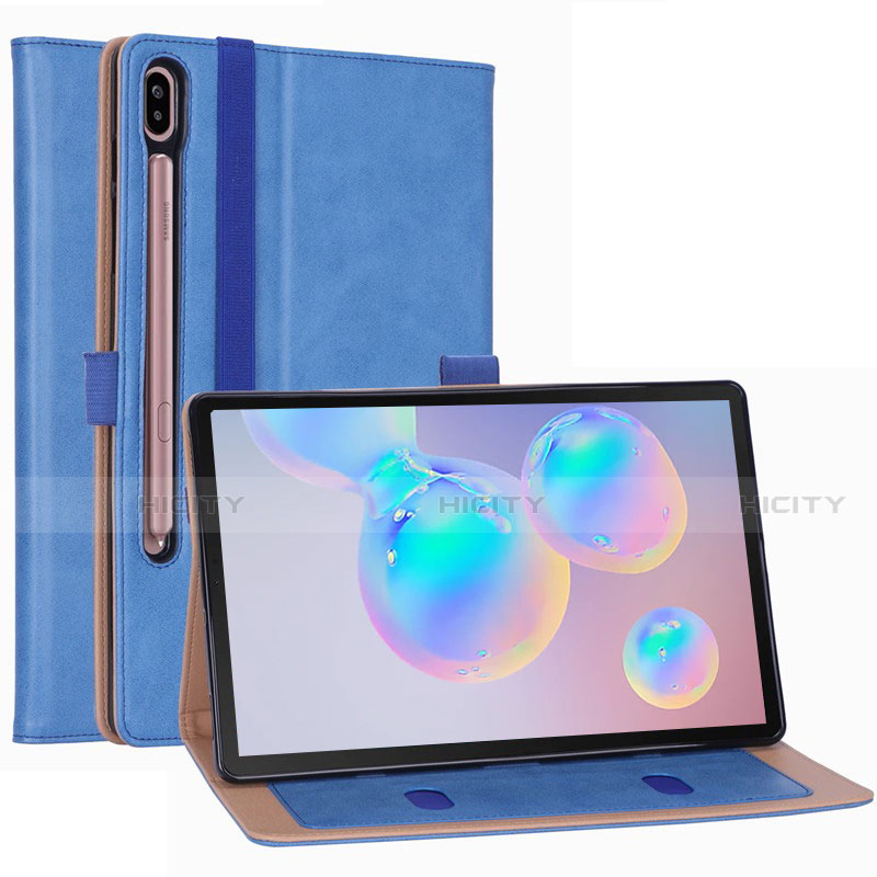 Handytasche Stand Schutzhülle Flip Leder Hülle L01 für Samsung Galaxy Tab S6 10.5 SM-T860 Hellblau Plus