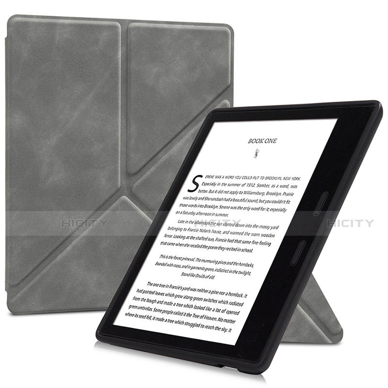 Handytasche Stand Schutzhülle Flip Leder Hülle L02 für Amazon Kindle Oasis 7 inch Grau