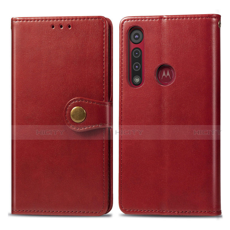 Handytasche Stand Schutzhülle Flip Leder Hülle L02 für Motorola Moto G8 Play Rot Plus