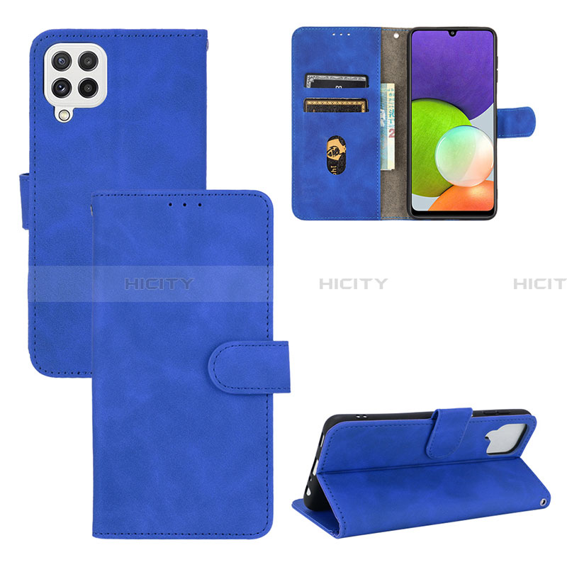 Handytasche Stand Schutzhülle Flip Leder Hülle L03Z für Samsung Galaxy A22 4G Blau