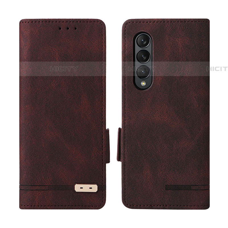 Handytasche Stand Schutzhülle Flip Leder Hülle L07Z für Samsung Galaxy Z Fold4 5G Braun Plus