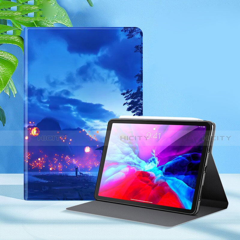 Handytasche Stand Schutzhülle Flip Leder Hülle L09 für Apple iPad Pro 12.9 (2020) Blau Plus