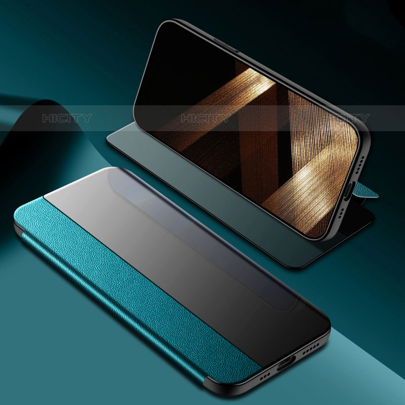 Handytasche Stand Schutzhülle Flip Leder Hülle M03 für Apple iPhone 15 Pro Grün Plus